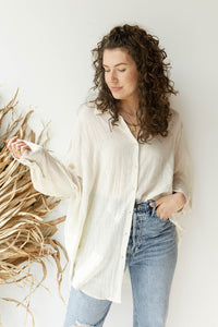 mode, see through button down shirt