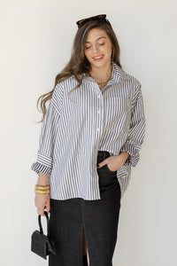 mode, salma striped button down oversized shirt