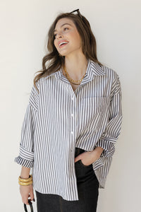 mode, salma striped button down oversized shirt