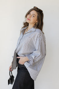 mode, salma striped button down oversized shirt