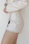 mode, liv leather & stud skort
