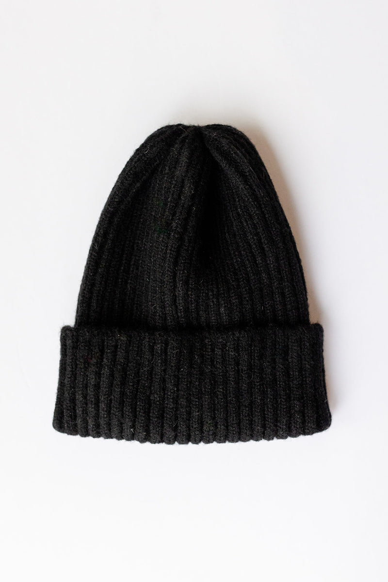 mode, basic knit beanie, black