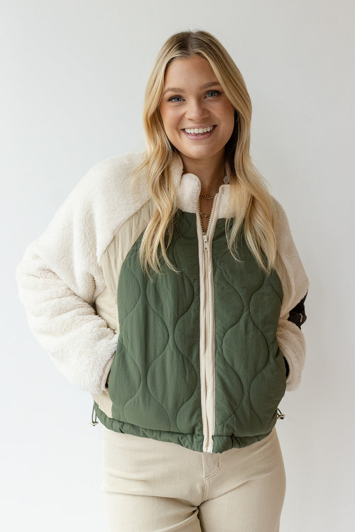 mode, sutton sherpa quilted jacket