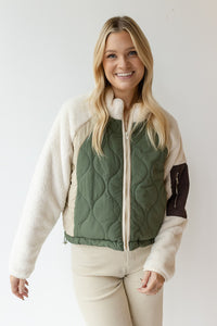mode, sutton sherpa quilted jacket