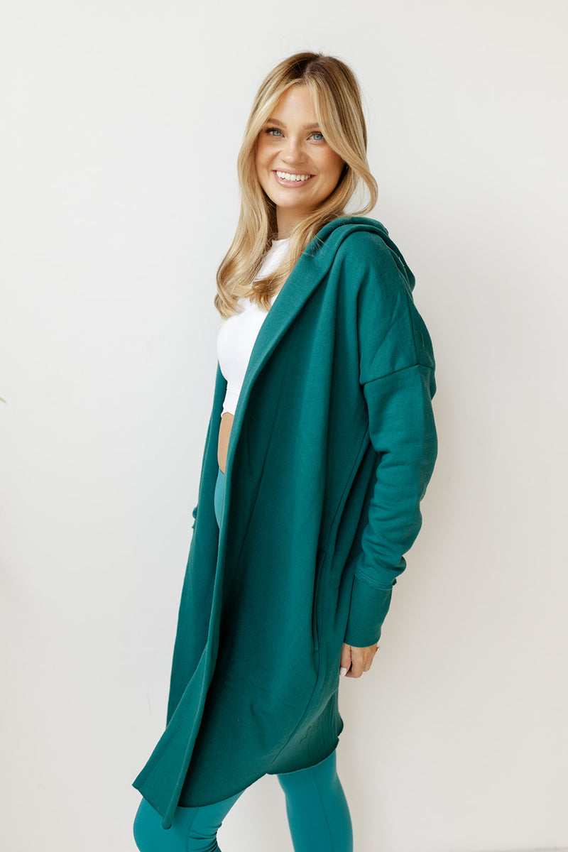 mode, longline hoodie cardigan