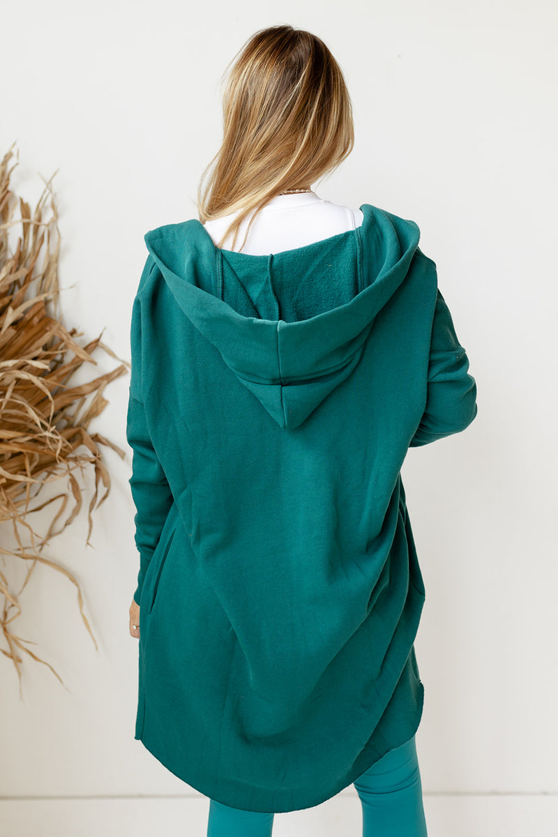mode, longline hoodie cardigan