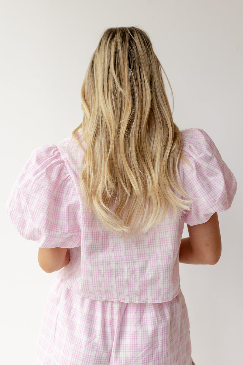 mode, kaylee plaid bubble top