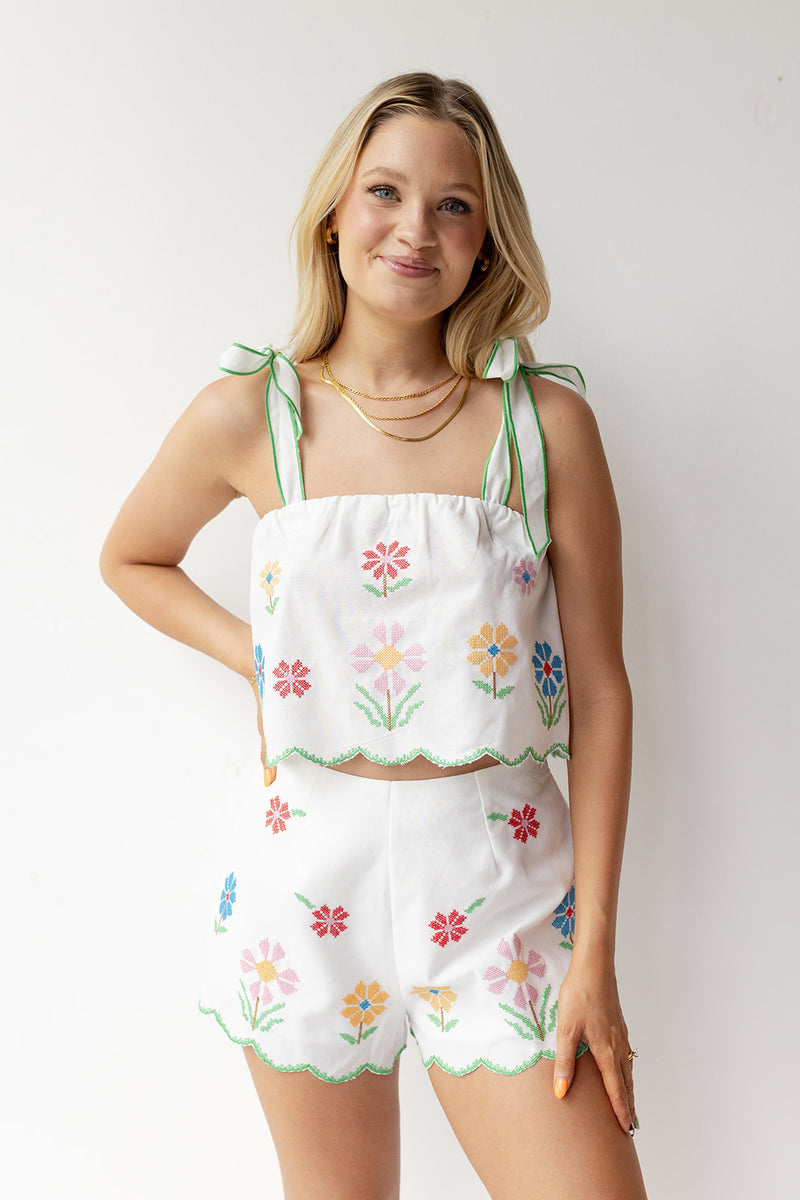 mode, ellie embroidered top
