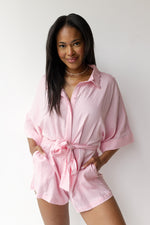 mode, maryam button down romper
