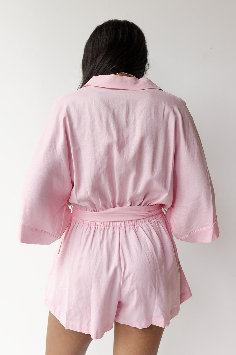 mode, maryam button down romper