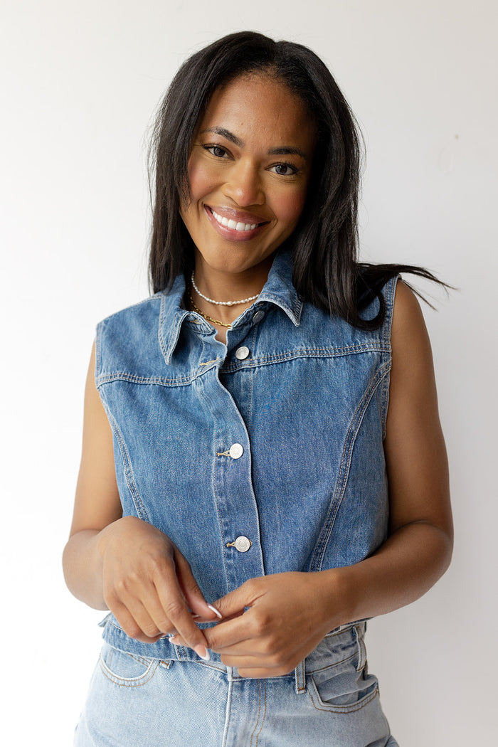 mode, loclynn denim vest