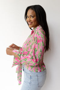 mode, plisse front tie top
