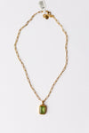 mode, gemma necklace, green