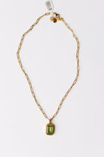 mode, gemma necklace, green