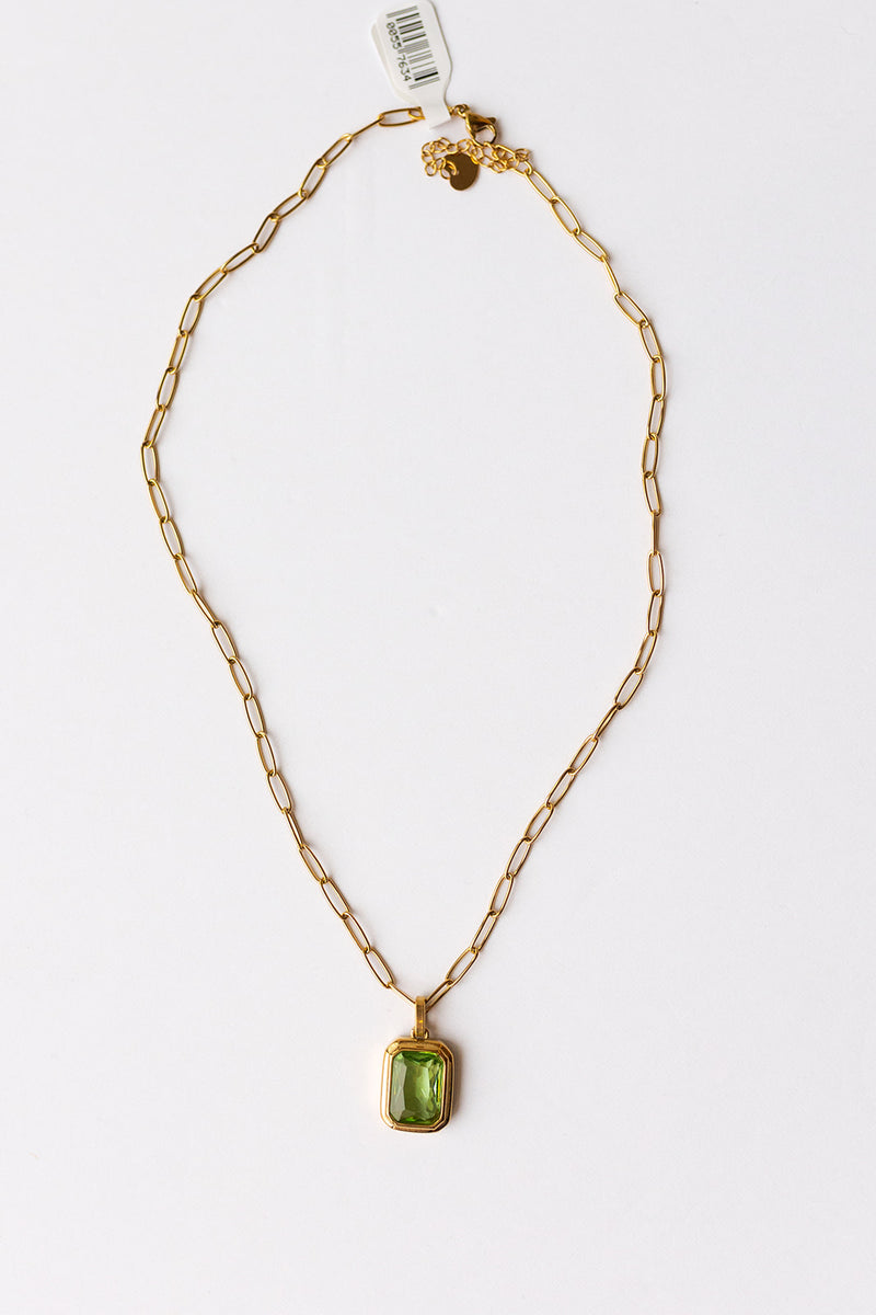 mode, gemma necklace, green