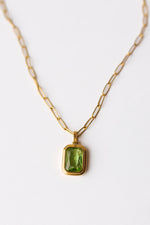 mode, gemma necklace, green