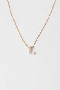mode, mother of pearl initial necklace