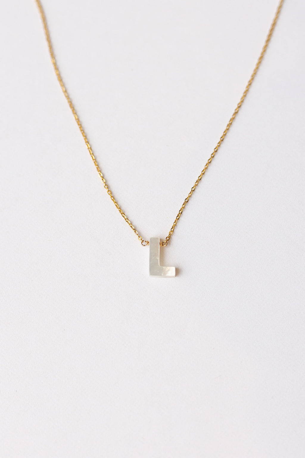 mode, mother of pearl initial necklace