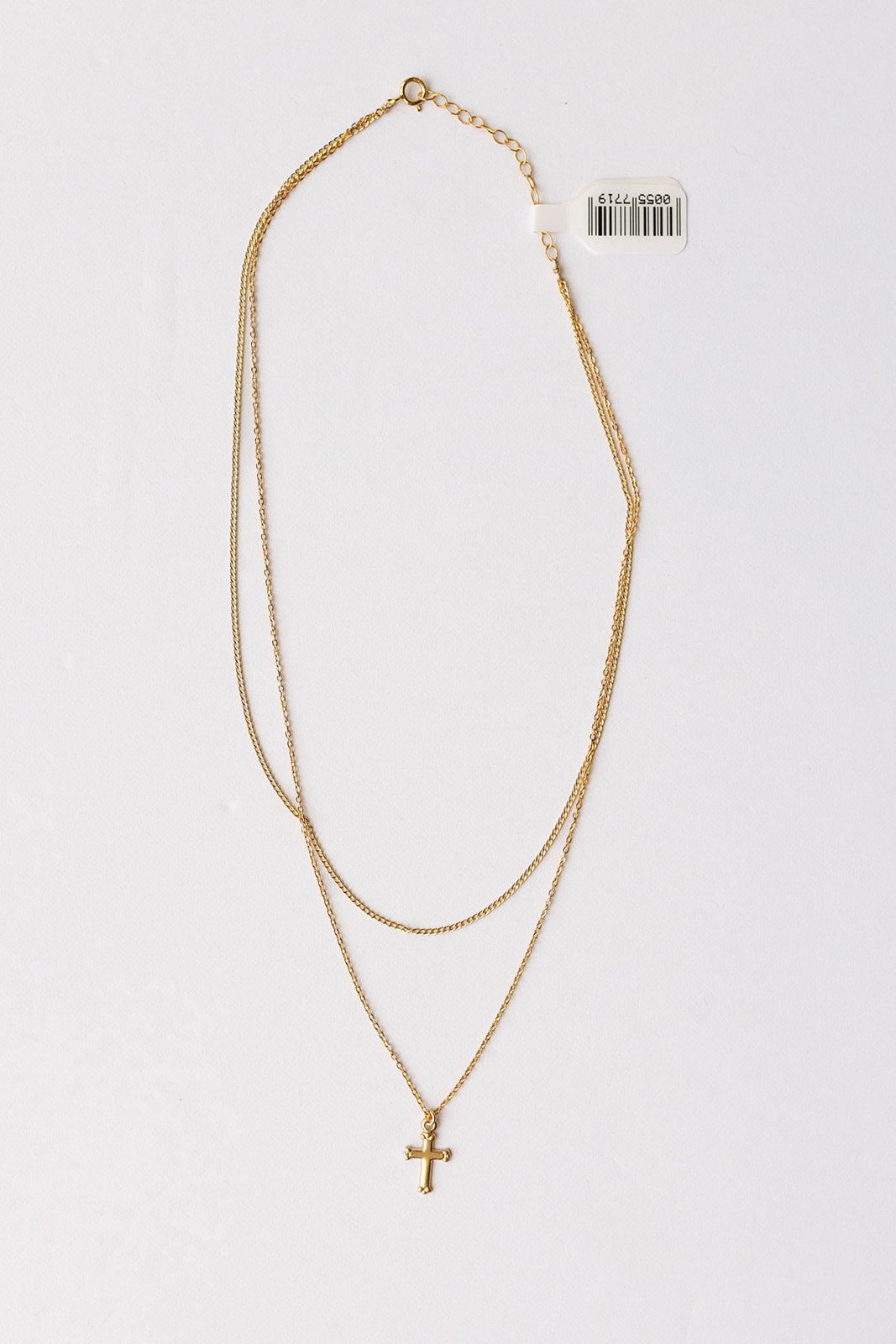 mode, double chain w cross necklace
