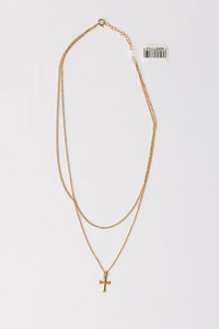 mode, double chain w cross necklace