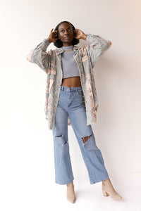 mode, kandice denim floral shacket