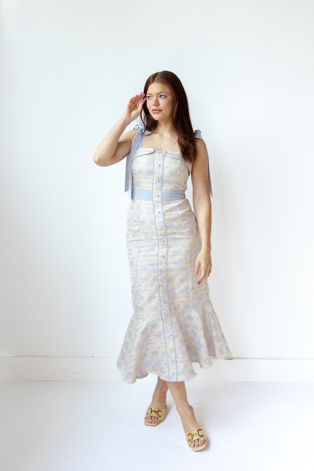 marjorie floral midi dress