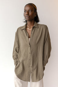 mode, see through button down shirt