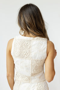 carmine crochet tie vest