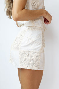 carmine crochet mini skirt