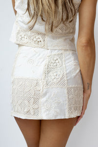 carmine crochet mini skirt