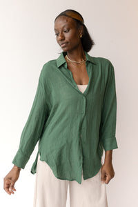 mode, see through button down shirt