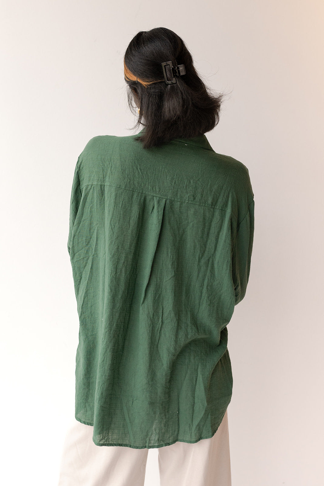 mode, see through button down shirt