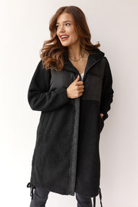 mode, longline sherpa jacket