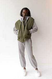 mode, halle quilted hoodie zipper vest