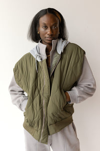 mode, halle quilted hoodie zipper vest