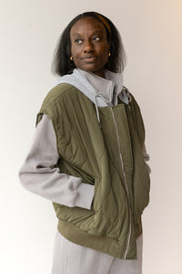 mode, halle quilted hoodie zipper vest