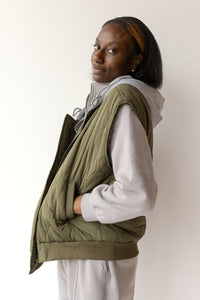 mode, halle quilted hoodie zipper vest