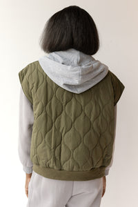 mode, halle quilted hoodie zipper vest
