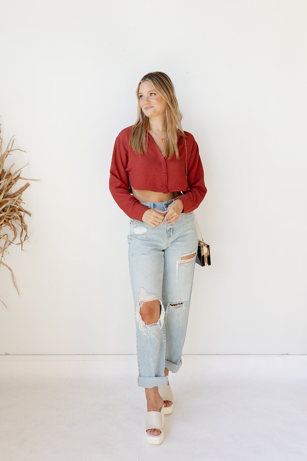 mode, carolina collared crop top