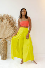 mode, limeade satin pants