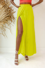 mode, limeade satin pants