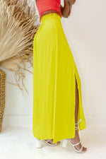 mode, limeade satin pants