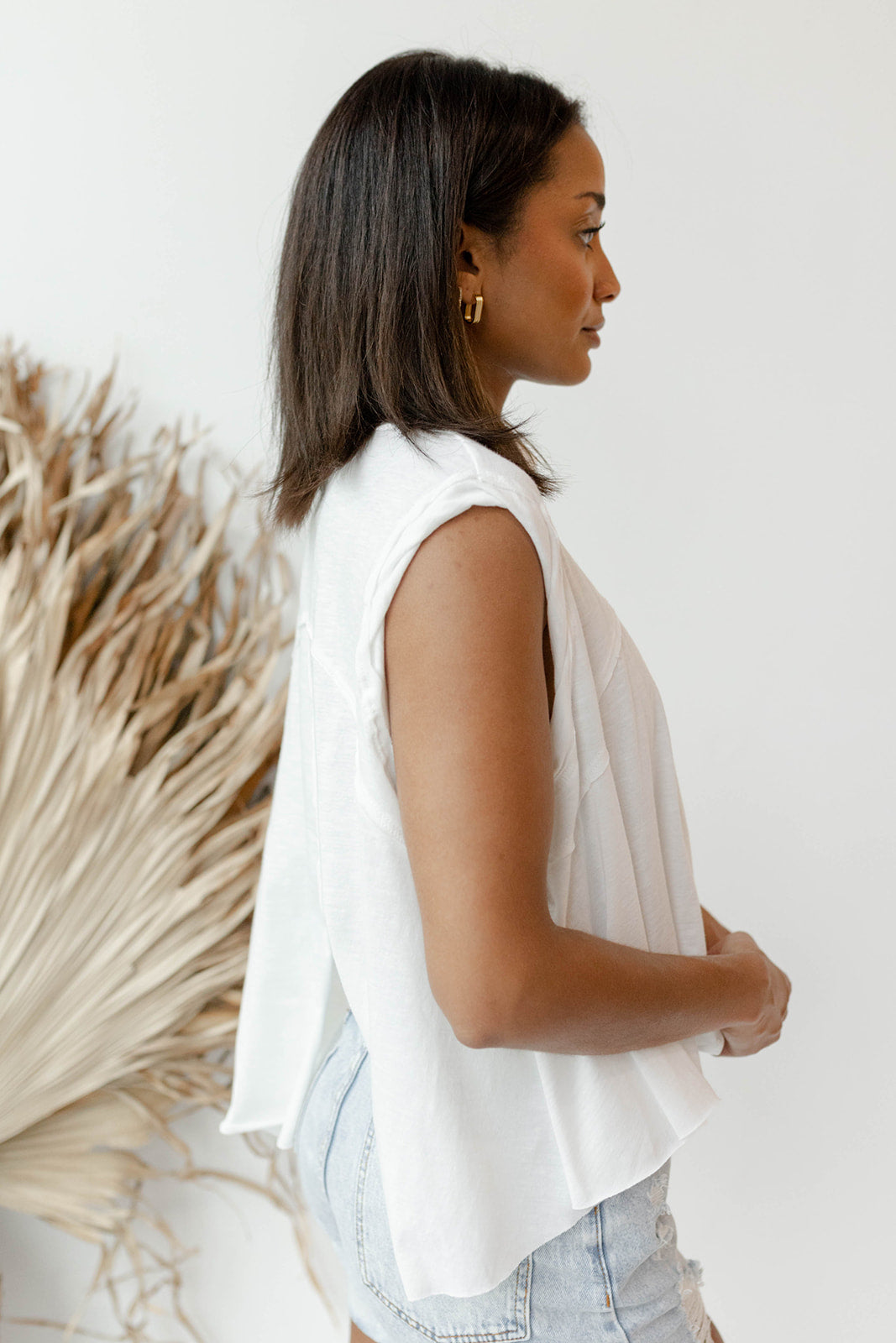 mode, mock neck jersey top