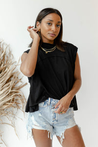 mode, mock neck jersey top