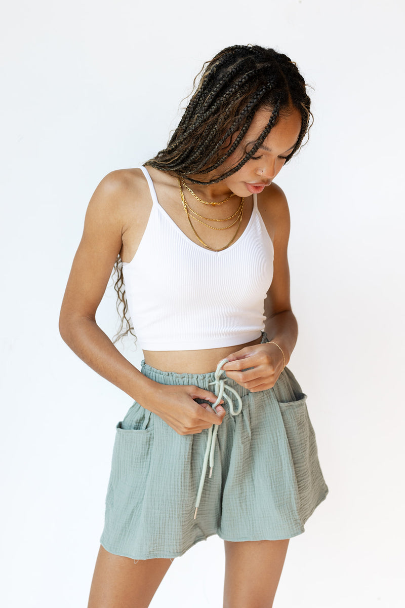 mode, gauze pocket shorts