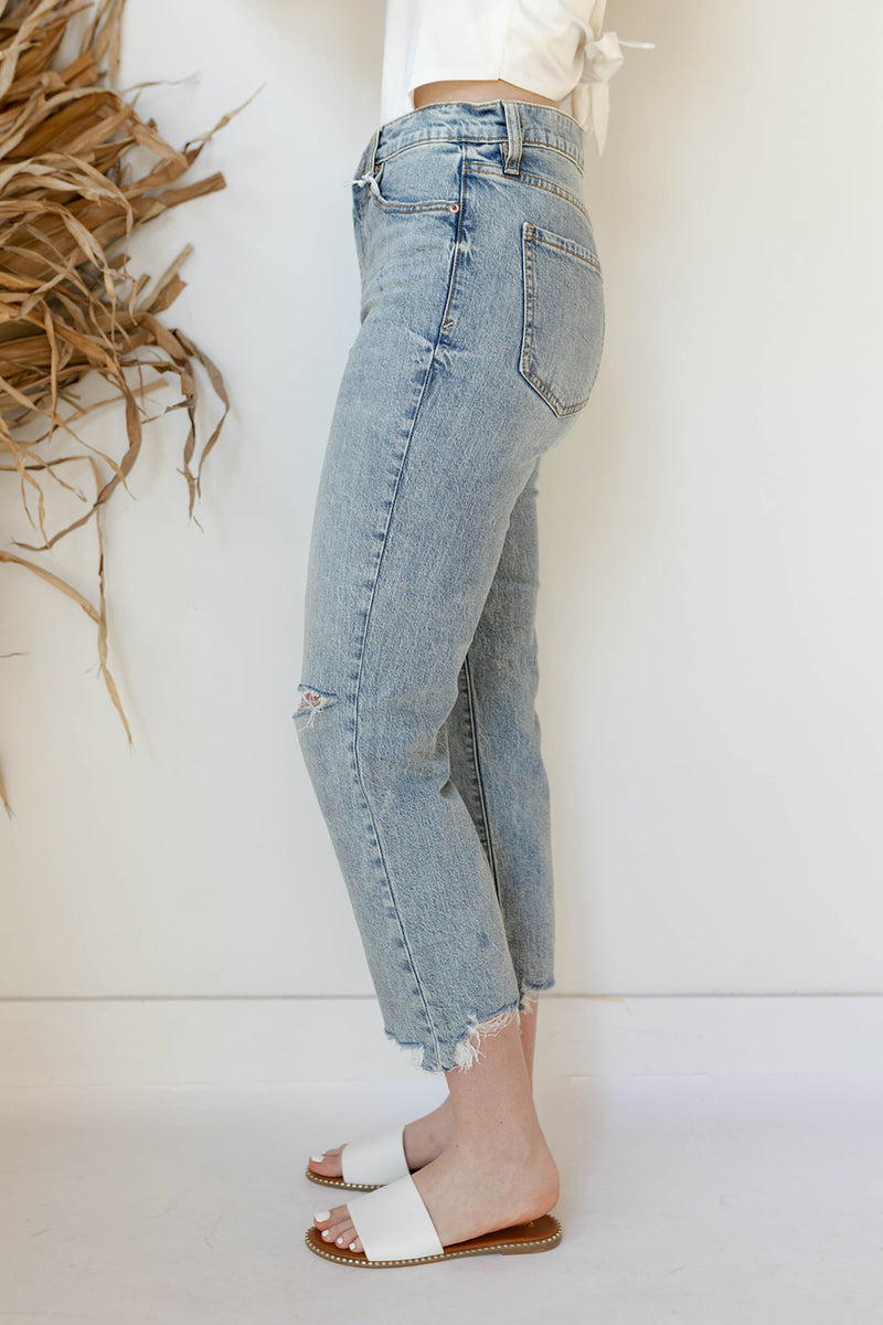 mode, straight up high rise jean