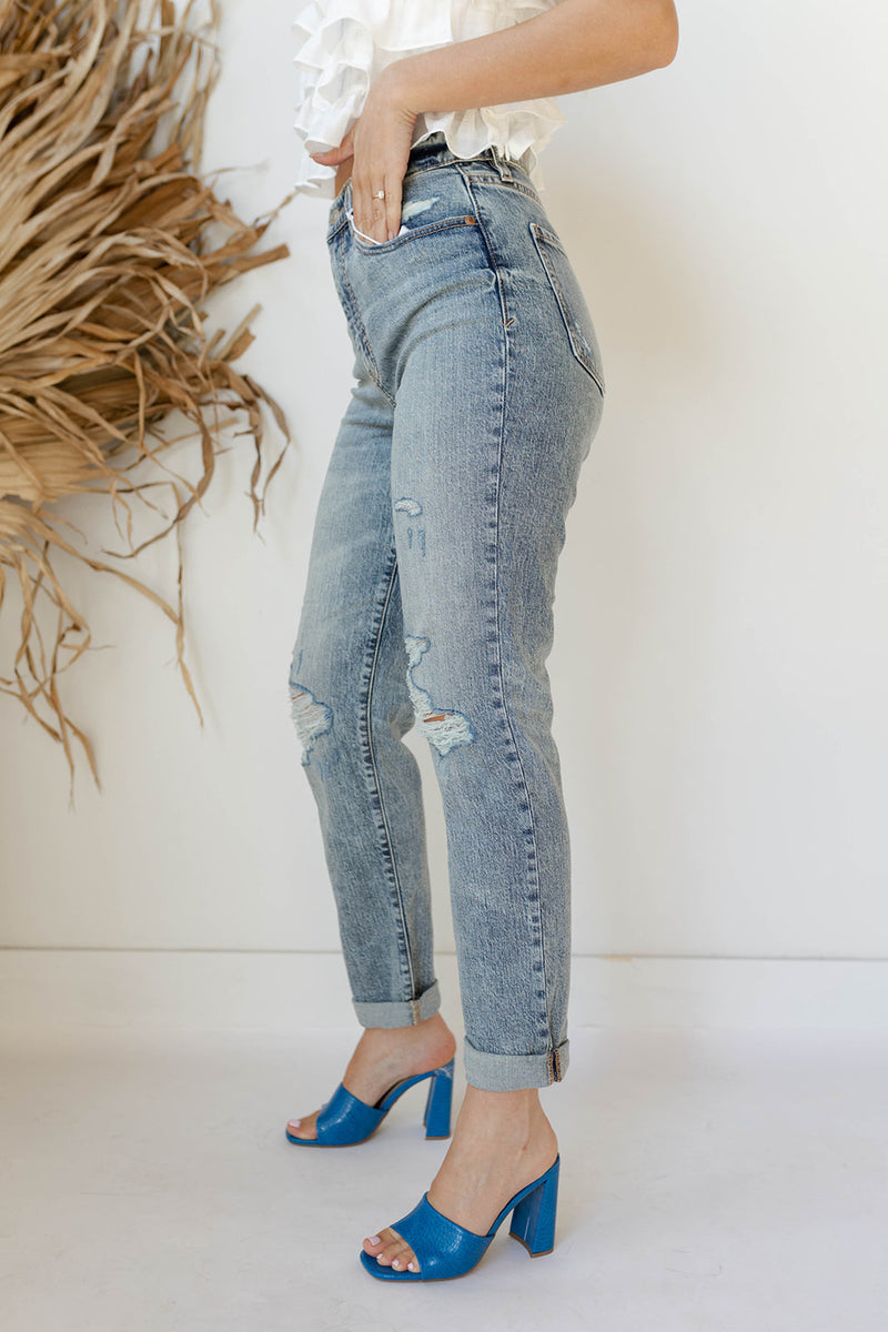 mode, loverboy high rise boyfriend jean