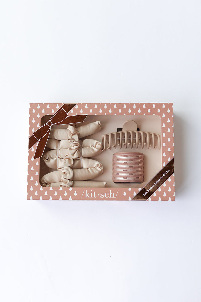 mode, satin heatless curls set