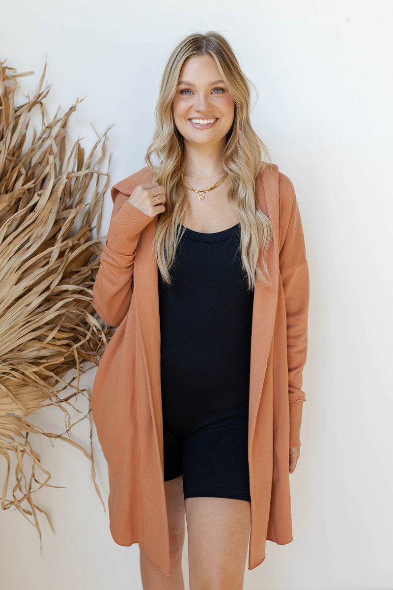 mode, longline hoodie cardigan