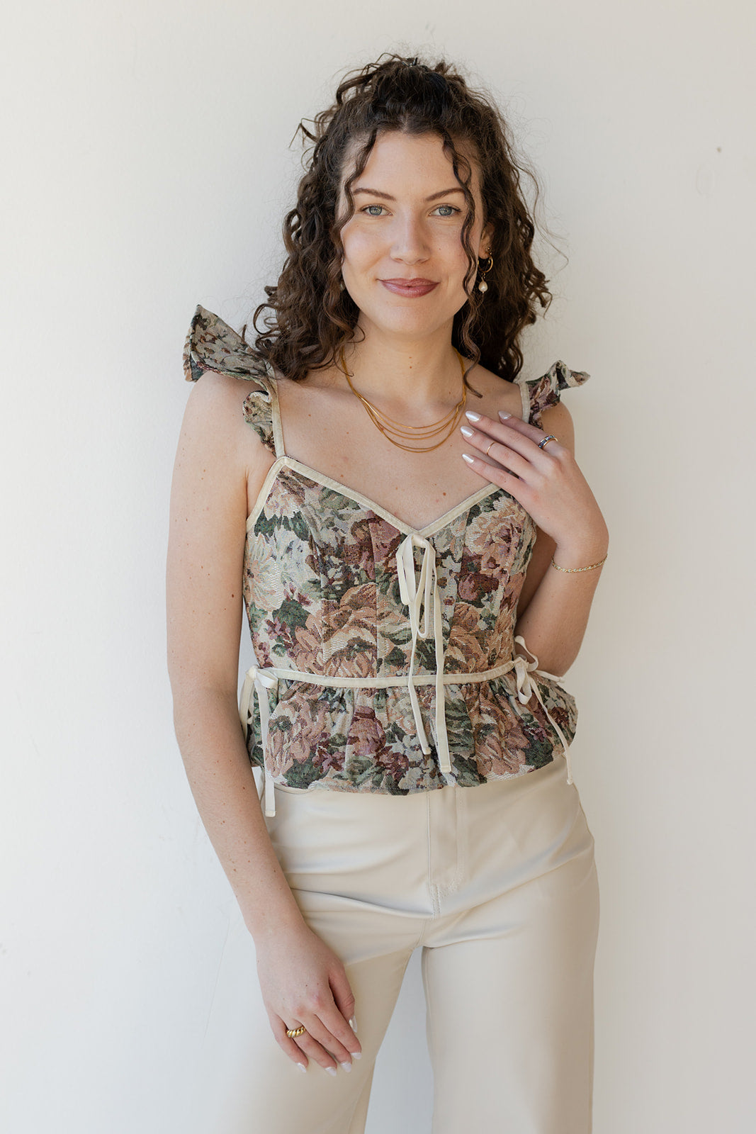 mode, floreana jacquard top